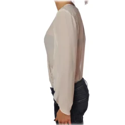 Elisabetta Franchi - Body Blouse With Long Sleeves - Ivory - Top - Made in Italy - Luxury Exclusive Collection - Avvenice^ Tops