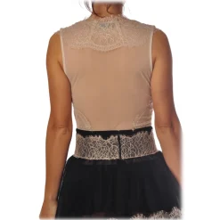 Elisabetta Franchi - Body with Back in Tulle - Vanilla - Top - Made in Italy - Luxury Exclusive Collection - Avvenice^ Tops