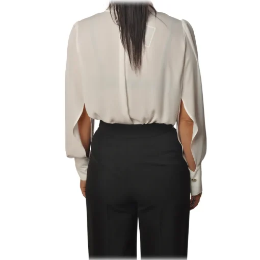 Elisabetta Franchi - Body with Long Sleeve - White - Shirt - Made in Italy - Luxury Exclusive Collection - Avvenice^ Shirts