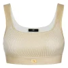 Elisabetta Franchi - Coated Crop Top - Gold - Top - Made in Italy - Luxury Exclusive Collection - Avvenice^ Tops