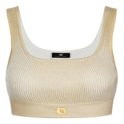 Elisabetta Franchi - Coated Crop Top - Gold - Top - Made in Italy - Luxury Exclusive Collection - Avvenice^ Tops