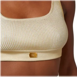 Elisabetta Franchi - Coated Crop Top - Gold - Top - Made in Italy - Luxury Exclusive Collection - Avvenice^ Tops