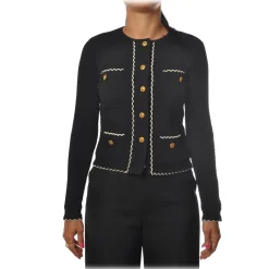 Elisabetta Franchi - Crew-Neck Sweater with Buttons - Black - Sweater - Made in Italy - Luxury Exclusive Collection - Avvenice^ Knitwears