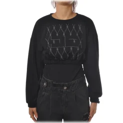 Elisabetta Franchi - Cropped Sweatshirt with Print - Black - Sweatshirt - Made in Italy - Luxury Exclusive Collection - Avvenice^ Sweatshirts