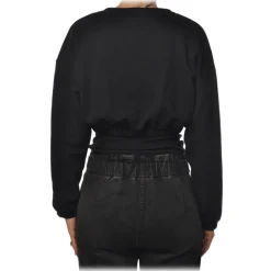 Elisabetta Franchi - Cropped Sweatshirt with Print - Black - Sweatshirt - Made in Italy - Luxury Exclusive Collection - Avvenice^ Sweatshirts