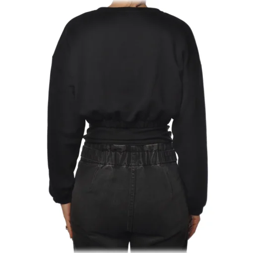Elisabetta Franchi - Cropped Sweatshirt with Print - Black - Sweatshirt - Made in Italy - Luxury Exclusive Collection - Avvenice^ Sweatshirts