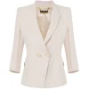 Elisabetta Franchi - Double-Breasted Screwed Jacket - Butter - Jacket - Made in Italy - Luxury Exclusive Collection - Avvenice