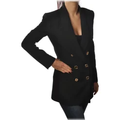 Elisabetta Franchi - Double-Breasted Model with Long Sleeve - Black - Jacket - Made in Italy - Luxury Exclusive Collection - Avvenice^ Jackets