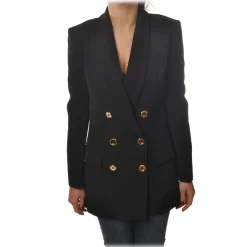 Elisabetta Franchi - Double-Breasted Model with Long Sleeve - Black - Jacket - Made in Italy - Luxury Exclusive Collection - Avvenice^ Jackets