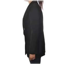 Elisabetta Franchi - Double-Breasted Model with Long Sleeve - Black - Jacket - Made in Italy - Luxury Exclusive Collection - Avvenice^ Jackets