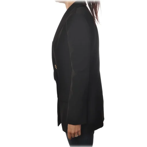 Elisabetta Franchi - Double-Breasted Model with Long Sleeve - Black - Jacket - Made in Italy - Luxury Exclusive Collection - Avvenice^ Jackets