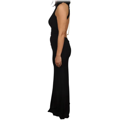 Elisabetta Franchi - Dress with Chain Detail on Neckline - Black - Dress - Made in Italy - Luxury Exclusive Collection - Avvenice