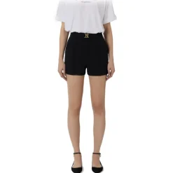 Elisabetta Franchi - High Waisted Shorts in Technical Fabric - Black - Trousers - Made in Italy - Luxury Exclusive Collection - Avvenice^ Trousers