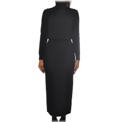 Elisabetta Franchi - High Neck Sheath Dress - Black - Dress - Made in Italy - Luxury Exclusive Collection - Avvenice^ Dresses