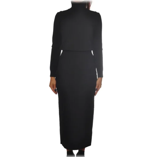 Elisabetta Franchi - High Neck Sheath Dress - Black - Dress - Made in Italy - Luxury Exclusive Collection - Avvenice^ Dresses