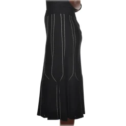 Elisabetta Franchi - High Skirt Elastic Waistband - Black Butter - Skirt - Made in Italy - Luxury Exclusive Collection - Avvenice^ Skirts