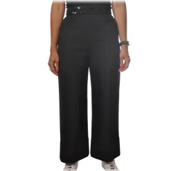 Elisabetta Franchi - High Waisted Wide Leg Trousers - Black - Trousers - Made in Italy - Luxury Exclusive Collection - Avvenice^ Trousers
