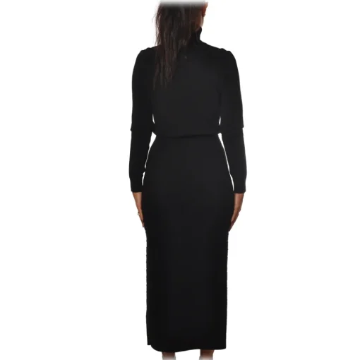 Elisabetta Franchi - High Neck Sheath Dress - Black - Dress - Made in Italy - Luxury Exclusive Collection - Avvenice^ Dresses