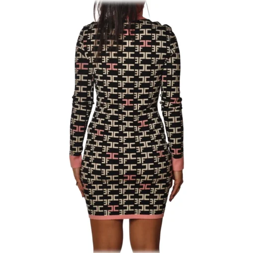 Elisabetta Franchi - High Neck Sheath Dress - Black - Dress - Made in Italy - Luxury Exclusive Collection - Avvenice