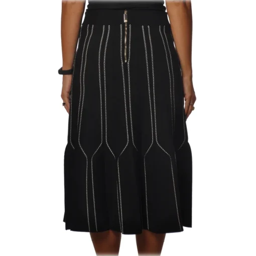 Elisabetta Franchi - High Skirt Elastic Waistband - Black Butter - Skirt - Made in Italy - Luxury Exclusive Collection - Avvenice^ Skirts