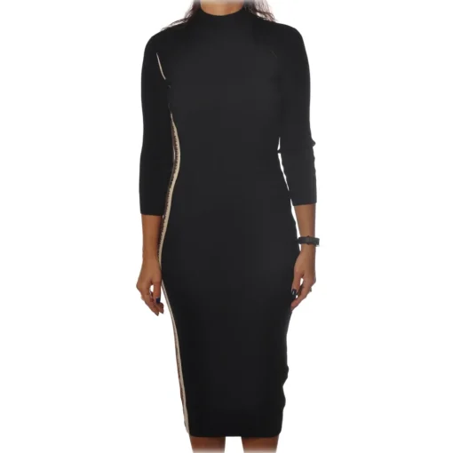 Elisabetta Franchi - High-Neck Sheath Dress - Black - Dress - Made in Italy - Luxury Exclusive Collection - Avvenice^ Dresses