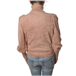 Elisabetta Franchi - High-Neck Sweater in Chenille - Mauve - Pullover - Made in Italy - Luxury Exclusive Collection - Avvenice^ Knitwears