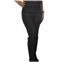 Elisabetta Franchi - High-Waisted Straight Leg - Black - Trousers - Made in Italy - Luxury Exclusive Collection - Avvenice^ Trousers