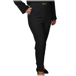 Elisabetta Franchi - High-Waisted Model with Zip - Black - Trousers - Made in Italy - Luxury Exclusive Collection - Avvenice^ Trousers