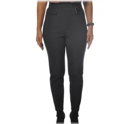 Elisabetta Franchi - High-Waisted Straight Leg - Black - Trousers - Made in Italy - Luxury Exclusive Collection - Avvenice^ Trousers