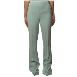 Elisabetta Franchi - High-Waisted Flare Trousers - Aquamarine - Trousers - Made in Italy - Luxury Exclusive Collection - Avvenice^ Trousers