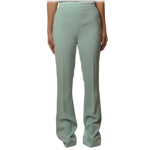 Elisabetta Franchi - High-Waisted Flare Trousers - Aquamarine - Trousers - Made in Italy - Luxury Exclusive Collection - Avvenice^ Trousers