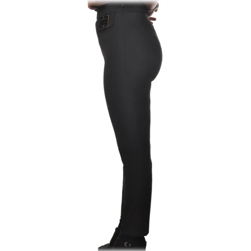 Elisabetta Franchi - High-Waisted Straight Leg - Black - Trousers - Made in Italy - Luxury Exclusive Collection - Avvenice^ Trousers