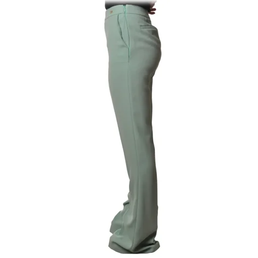 Elisabetta Franchi - High-Waisted Flare Trousers - Aquamarine - Trousers - Made in Italy - Luxury Exclusive Collection - Avvenice^ Trousers