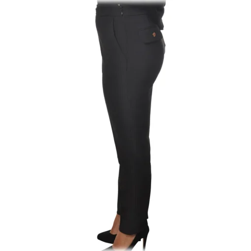 Elisabetta Franchi - High-Waisted Model with Zip - Black - Trousers - Made in Italy - Luxury Exclusive Collection - Avvenice^ Trousers