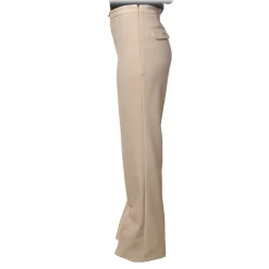 Elisabetta Franchi - High-Waisted Model with Wide Leg - Beige - Trousers - Made in Italy - Luxury Exclusive Collection - Avvenice^ Trousers