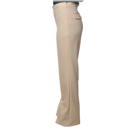 Elisabetta Franchi - High-Waisted Model with Wide Leg - Beige - Trousers - Made in Italy - Luxury Exclusive Collection - Avvenice^ Trousers