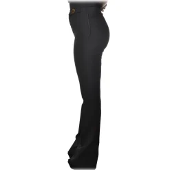 Elisabetta Franchi - High-Waisted with Flared Leg - Black - Trousers - Made in Italy - Luxury Exclusive Collection - Avvenice