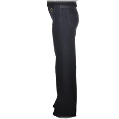 Elisabetta Franchi - High-Waisted Model in Non-Washed Canvas - Blue - Trousers - Made in Italy - Luxury Exclusive Collection - Avvenice^ Trousers