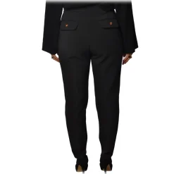 Elisabetta Franchi - High-Waisted Model with Zip - Black - Trousers - Made in Italy - Luxury Exclusive Collection - Avvenice^ Trousers