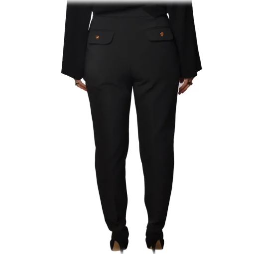 Elisabetta Franchi - High-Waisted Model with Zip - Black - Trousers - Made in Italy - Luxury Exclusive Collection - Avvenice^ Trousers