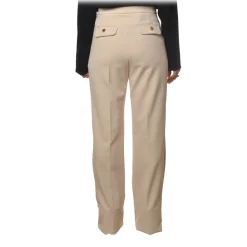 Elisabetta Franchi - High-Waisted Model with Wide Leg - Beige - Trousers - Made in Italy - Luxury Exclusive Collection - Avvenice^ Trousers