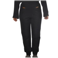 Elisabetta Franchi - High-Waisted Model - Black - Trousers - Made in Italy - Luxury Exclusive Collection - Avvenice^ Trousers