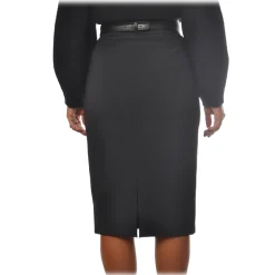 Elisabetta Franchi - High-Waisted Sheath Skirt - Black - Skirt - Made in Italy - Luxury Exclusive Collection - Avvenice