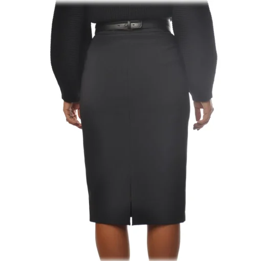 Elisabetta Franchi - High-Waisted Sheath Skirt - Black - Skirt - Made in Italy - Luxury Exclusive Collection - Avvenice