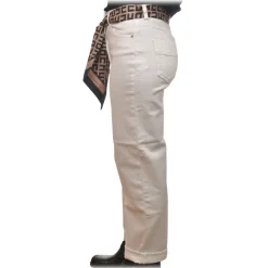 Elisabetta Franchi - Jeans with Removable Logo Ribbon Belt - White - Trousers - Made in Italy - Luxury Exclusive Collection - Avvenice^ Trousers