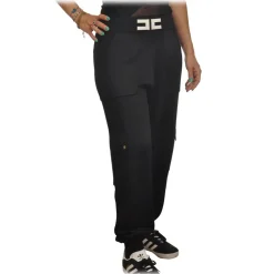 Elisabetta Franchi - Knit Yarn Trousers with Logo - Black - Trousers - Made in Italy - Luxury Exclusive Collection - Avvenice^ Trousers