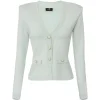 Elisabetta Franchi - Knitted Jacket with Jewel Buttons - Light Blue - Jacket - Made in Italy - Luxury Exclusive Collection - Avvenice