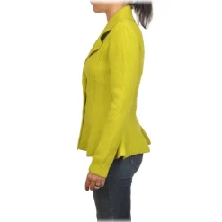 Elisabetta Franchi - Knitted Double-Breasted Jacket - Yellow - Jacket - Made in Italy - Luxury Exclusive Collection - Avvenice^ Jackets