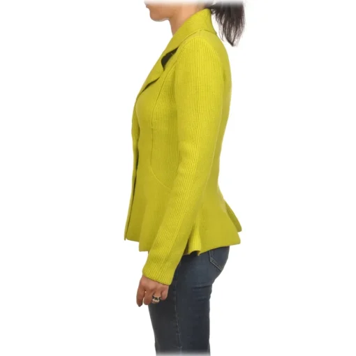 Elisabetta Franchi - Knitted Double-Breasted Jacket - Yellow - Jacket - Made in Italy - Luxury Exclusive Collection - Avvenice^ Jackets