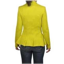 Elisabetta Franchi - Knitted Double-Breasted Jacket - Yellow - Jacket - Made in Italy - Luxury Exclusive Collection - Avvenice^ Jackets
